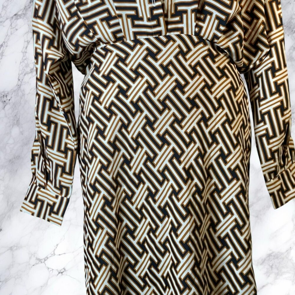 Express Printed Collared Half Button Up Mini Port… - image 8